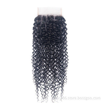 Hot Selling Wholesale Curly Wave 10A Grade Virgin Brazilian 100% Unprocessed Human Hair Lace Closure